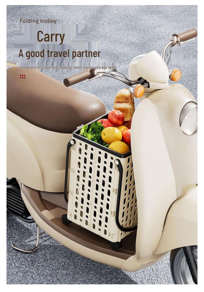 Compact Folding Handheld Grocery Cart for Outdoor & Household Use