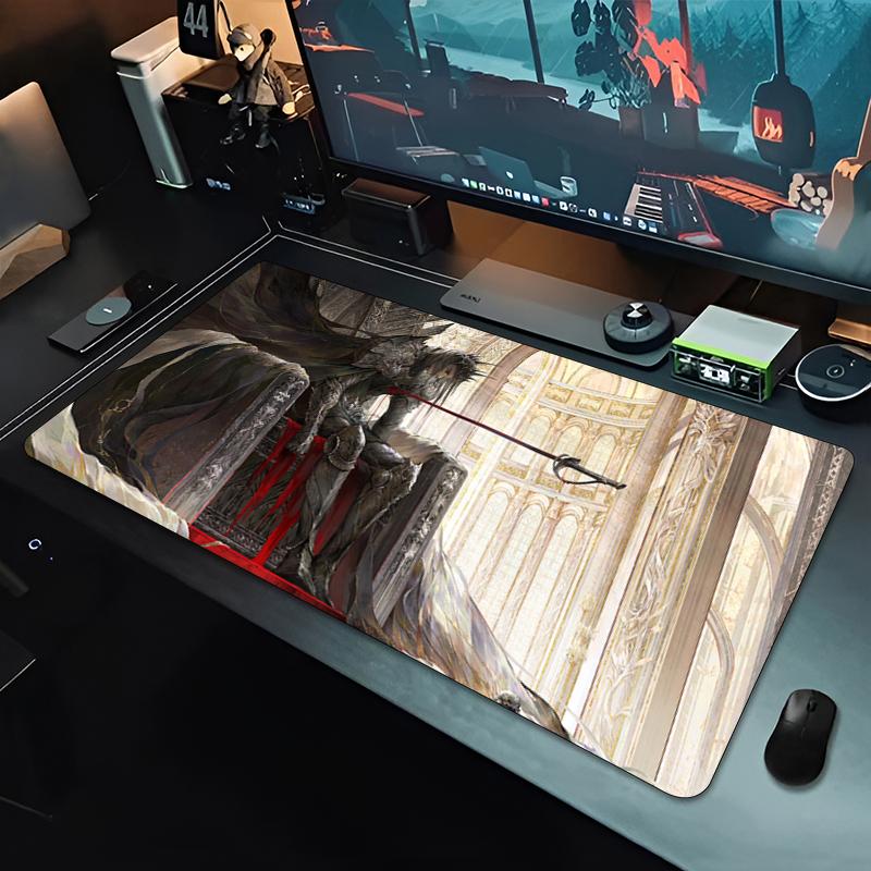 Gaming Mouse Pad Large Desk Mat Antislip Base Stitched Edges RedHaired Anime Warrior Print for Gaming Office Desk Use