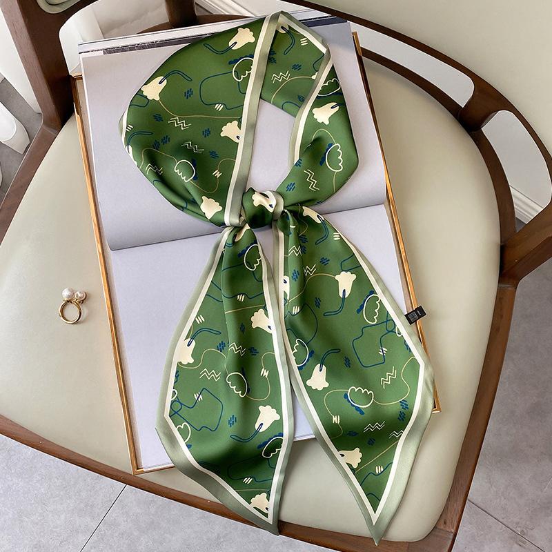 New Decorative Scarf for Spring and Autumn Summer  Women's Fashionable Scarf  Collarbone Scarf  Headband  Thin and Narrow Strips  Tying Bag