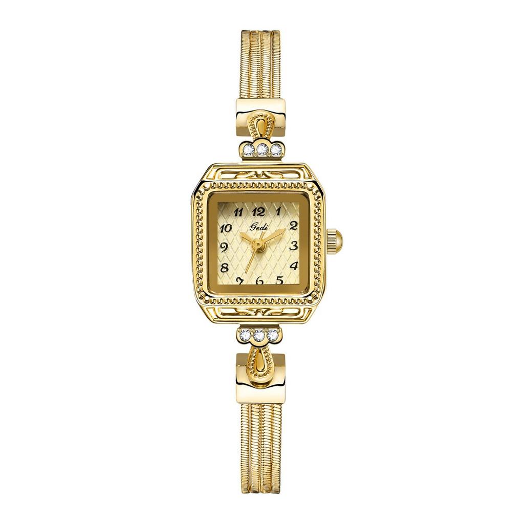 Ladies Light Luxury High-End Watch Retro Copper Imitation Snake Strap Watch Square Plate Antique High-Value Watch