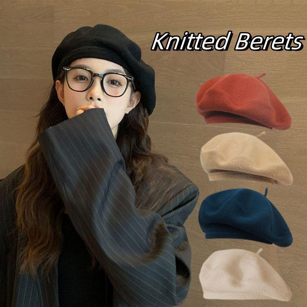 Keep Warm Women Berets Knitted Artist Hat Elegant British Beanie Hat  Girls