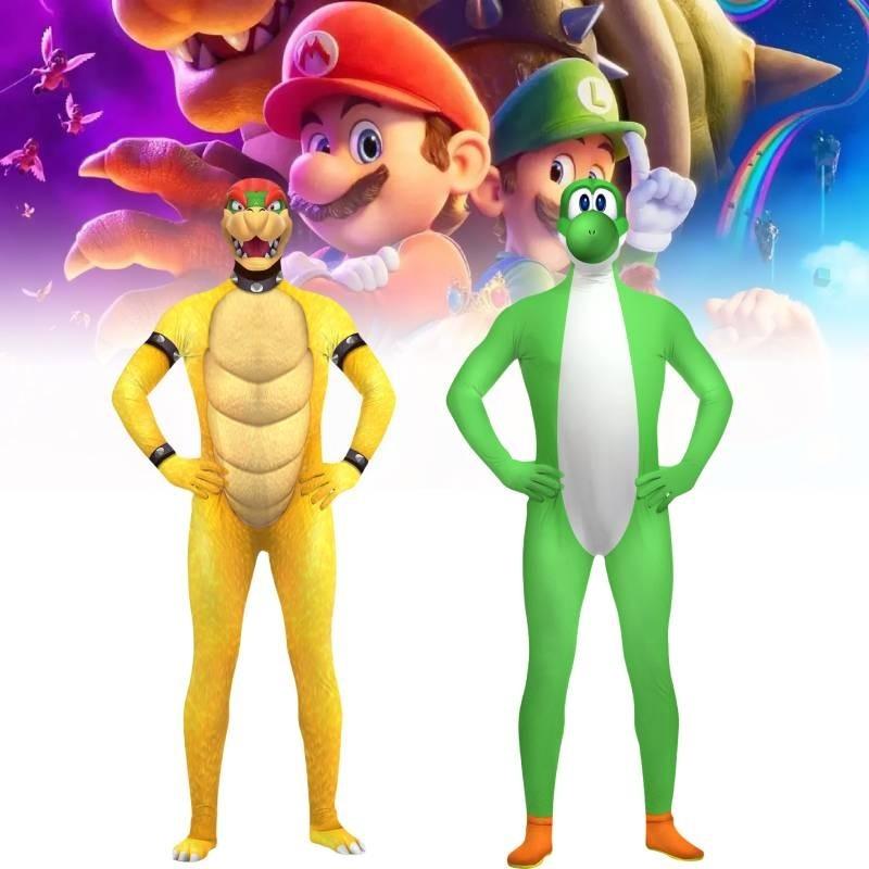 Colorful Long Sleeve Super Mario Jumpsuit 3d Printed Cosplay Outfit For Halloween Fun