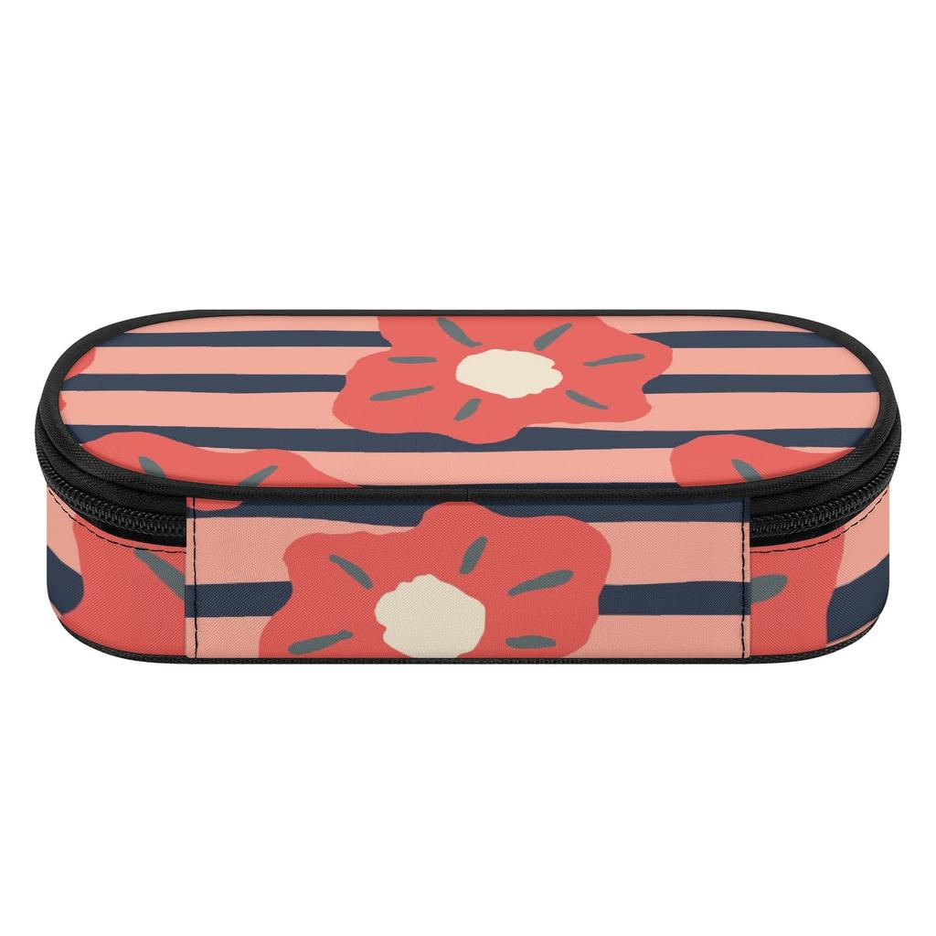 Pencil Case Printed 300D Polyester Secure Zipper with Mesh Pocket Removable Divider and Pen Slots for College and School Use