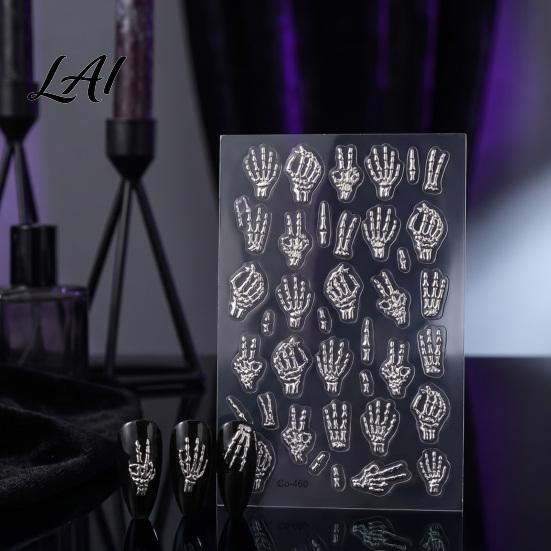 Festive Nail Decorations Halloween Art Stickers Black Cat Ghost Pumpkin Wreath Adhesive Decals Manicure Supplies for Decoration DIY Holiday Party