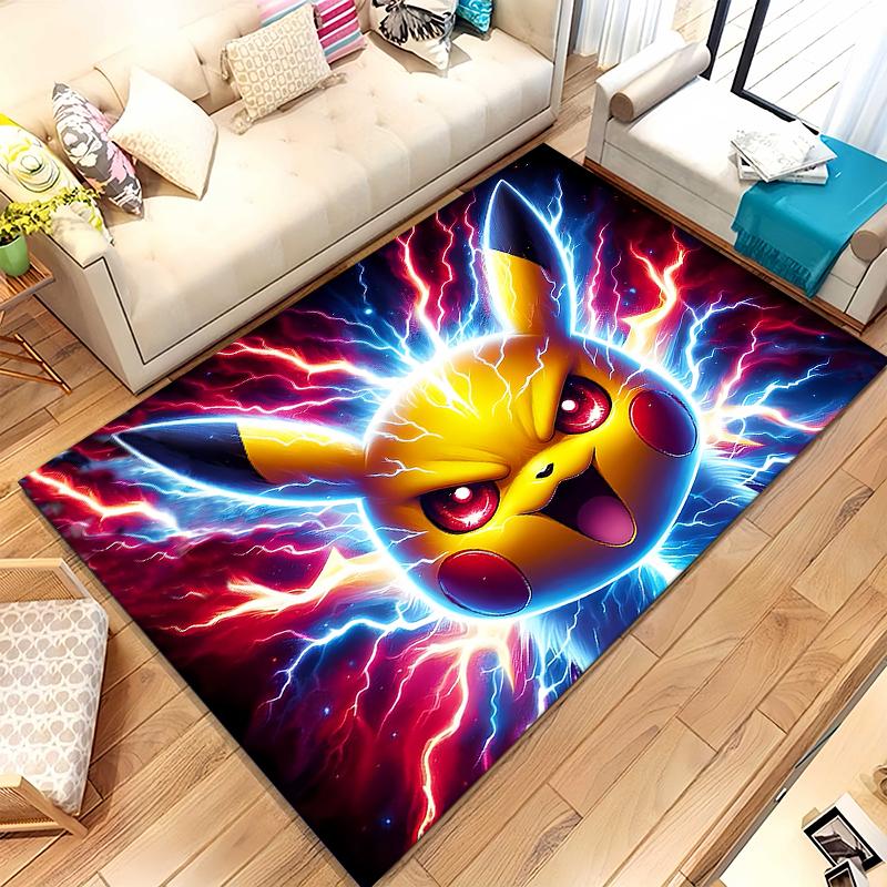 6 Style Pikachu Pokemon Living Room Non-Slip Area Rug Soft Carpet for Bedroom Kids Playroom Sofa,Home Decor Doormat Gift