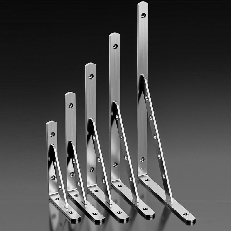 2Pcs Stainless Steel Support Brackets Heavy Duty Triangular Frame Wall Shelf Right Angles Support Stand Enduring