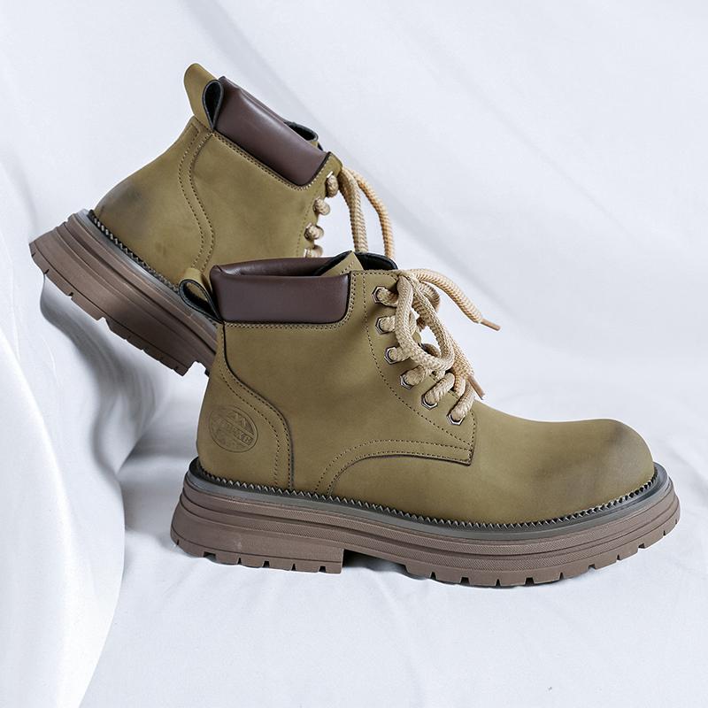 FashionHigh Quality Casual Leather Mens Ankle Boots Tube Rubber Thick Sole Male Motorcycle Boots Fashion Warm Plush Fur Winter Footwear