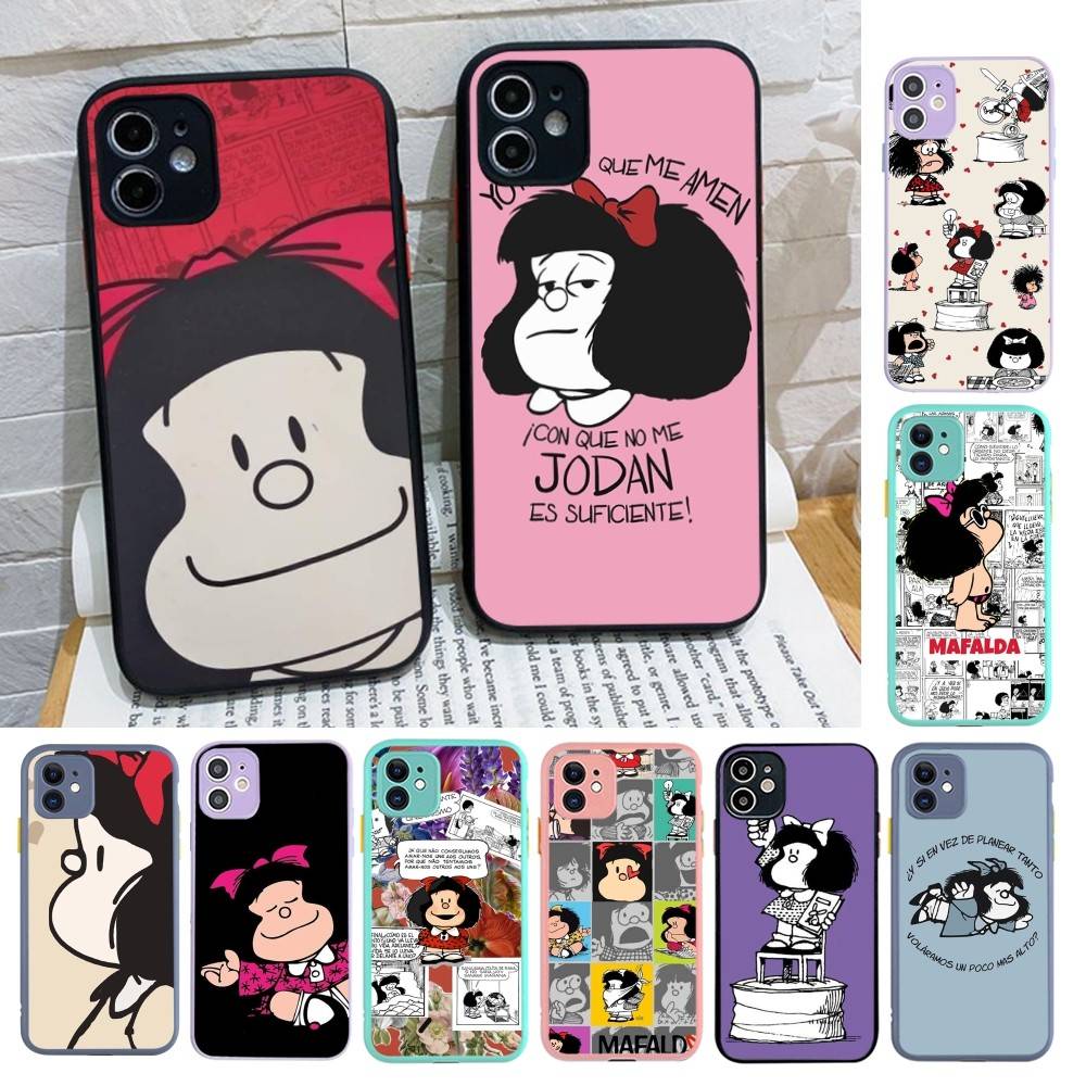 Popular Cartoon M-Mafalda Phone Cases For IPhone 16 15 14 Plus 13 12 11 Pro Max Matte Oft Bumper Phone Cover