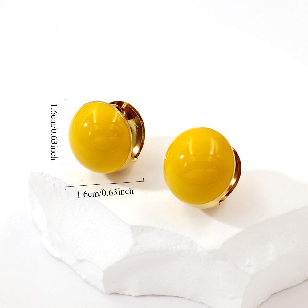 Color Round Ball Ear Buckle Simple Contrasting Earrings Women's Jewelry
