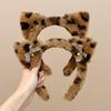 Niedliches Katzenohren Haarband Damen Mädchen Cosplay Leopard Haarreif Winter Weiches Wollstirnband Party Haarbänder Gesichtswäsche Make-up Kopfbedeckung
