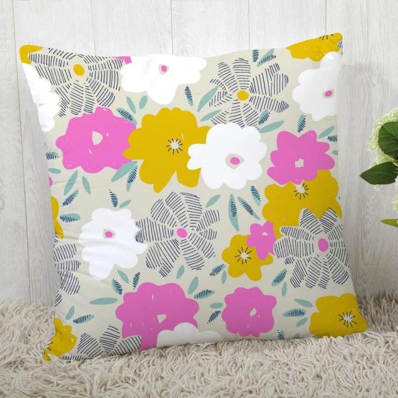 Pillowcase Flower Pattern Square  Christmas Zipper