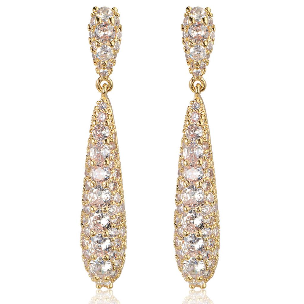 Elegant Water Drop Zirconia Earring For Women With Dangle Design And Geometric Style