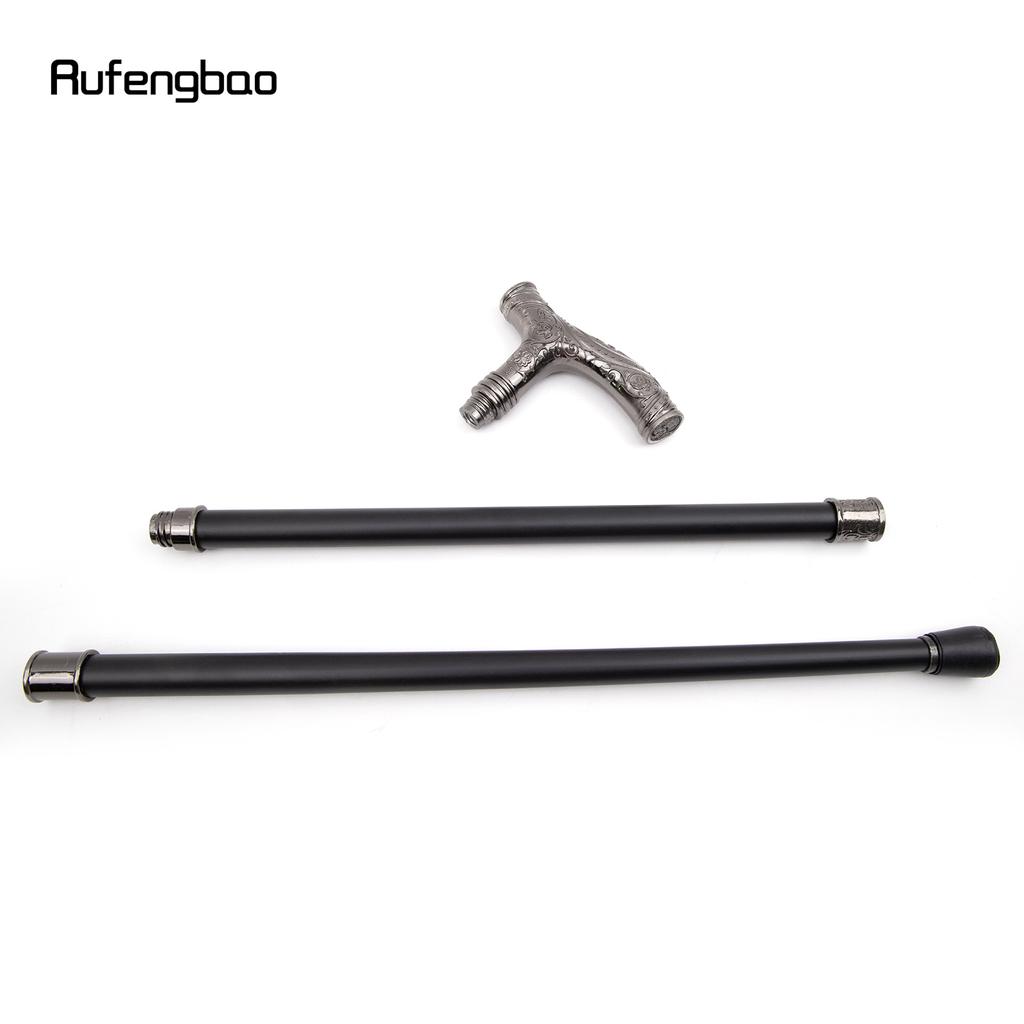 Silver Roaring Bear Head Flower Totem Relief Walking Cane Fashion Walking Stick Gentleman Crosier Knob Walking Stick 93cm