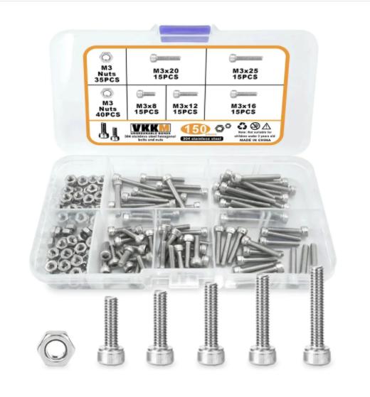 445pcs DIN934 Small Micro Hex Hexagon Nut Set Assortment Kit Box 304 Stainless Steel Brass M1.4 M1.6 M2 M2.5 M3 M3.5 M4 M5 M6 M8