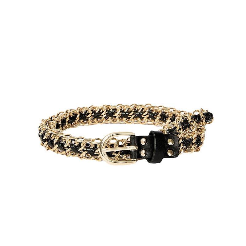Elegant Waist Women Chain Fashion Accessory With Chain Link And Weaving Metal