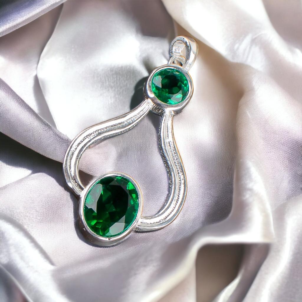 925 Sterling Silver Multi Gemstone Fashionable Jewelry Pendant 1.51" For Gift CP-4