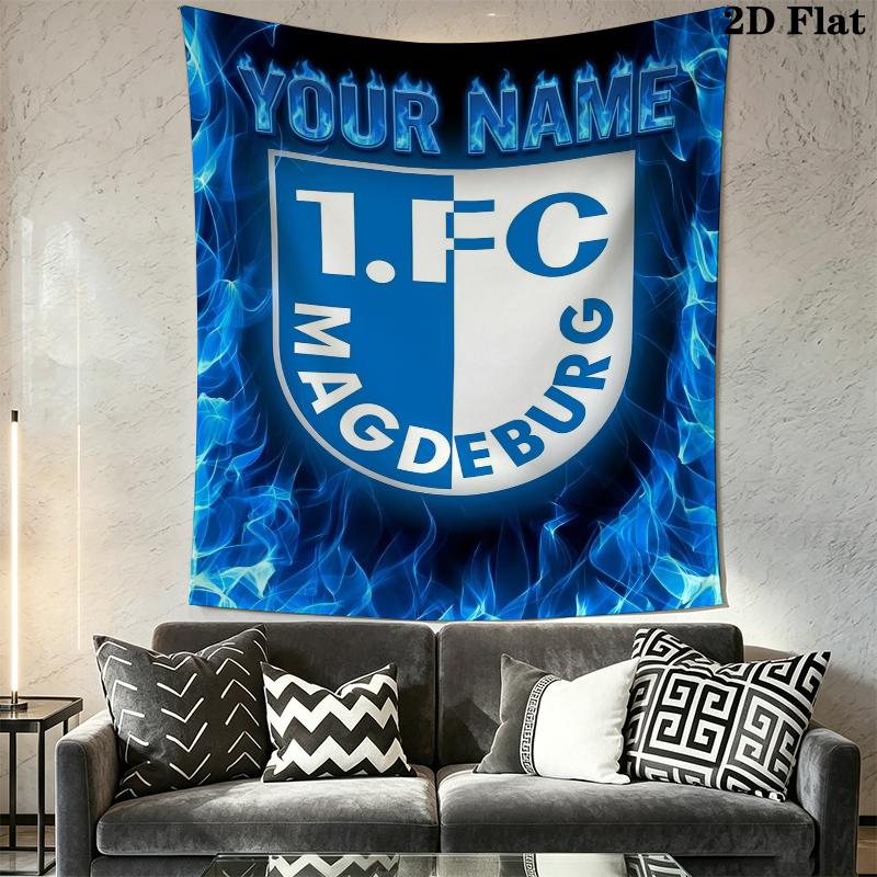 Custom Name FC Magdeburg Wall Tapestry Aesthetic Wall Hanging Printed Fabric Blanket Decorative Tapestries for Bedroom Living Room Home Decor