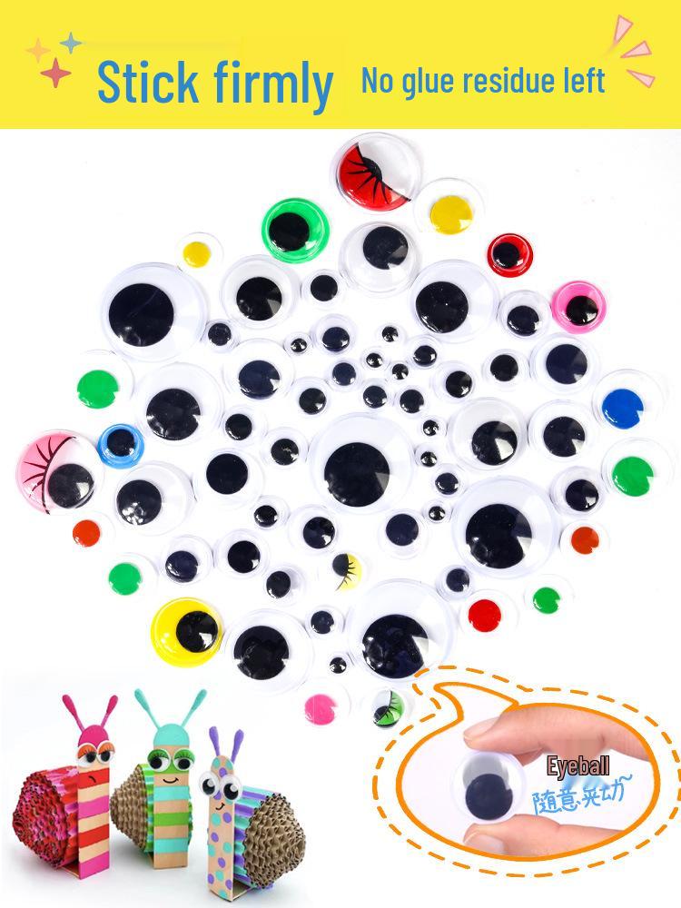 Kids' DIY Colored Eye Stickers for Crafting: Animal-Themed Black and White Eyeballs