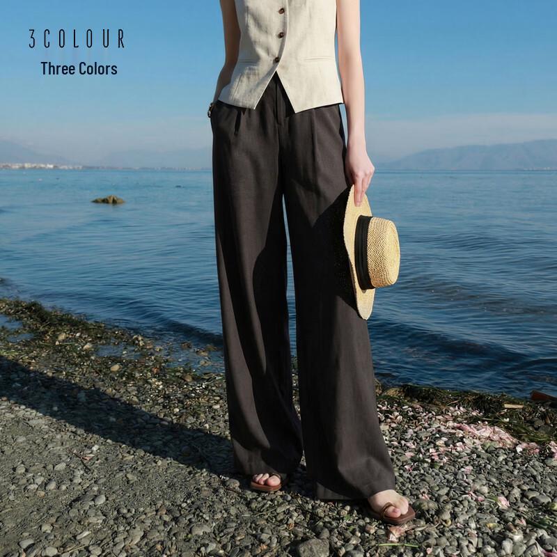 Women s Lyocell Blend High-Waist Wide-Leg Pants S