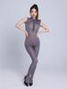 Zipper Open Crotch Sexy Leotard See Through Bodysuits Oil Shiny Tights Smooth Yoga Shaping Jumpsuits Elastic Catsuit Jumpsuit