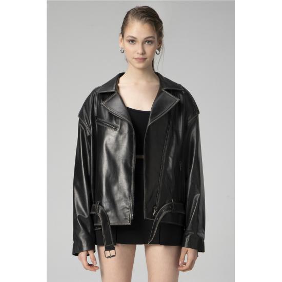 

Женские пальто Wm031 Оверсайз байкерские женские кожаные пальто Wipe