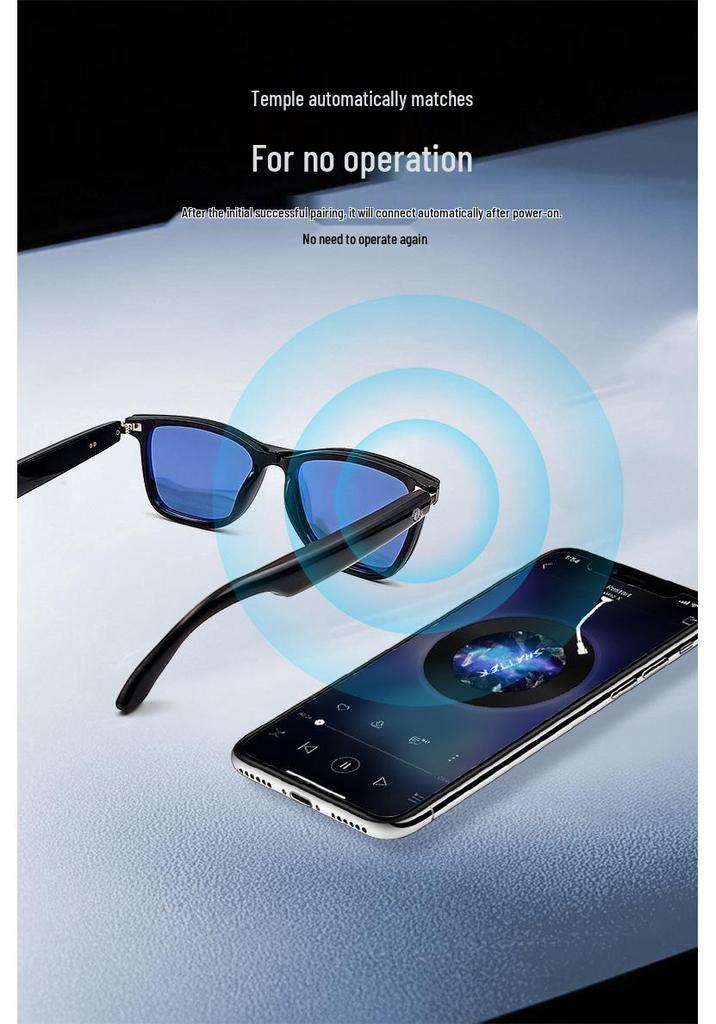 Bluetooth Smart Glasses: Polarized Sunglasses with Clip-on, Replaceable Prescription Lenses for Music, Calls, and Driving.