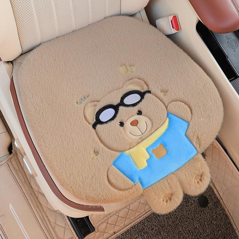 Winter Plush Heated Cartoon Car Seat Cushion with Waist Support Default