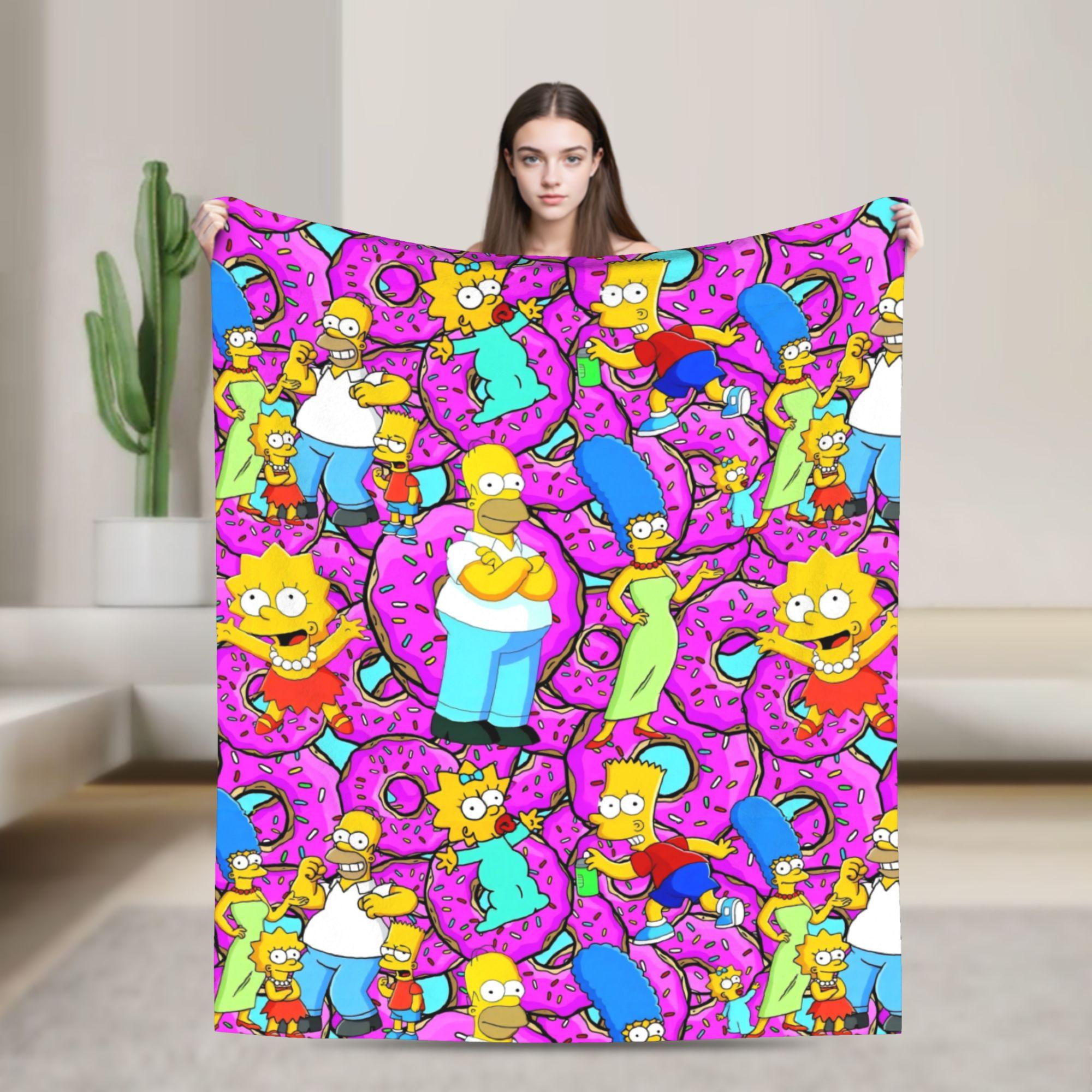 

Bart Homer Lisa Marg Blanket The S-Simpsons Super Soft Print Plush Throw Blanket For Living Room Flannel Bedspread Bed Cover 75cmx90cm