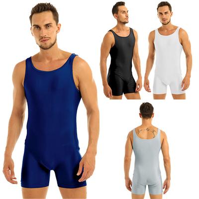 Sexy Mens One-Piece Bodysuit Stretch Leotard Tank Top Wrestling Singlet Jumpsuit