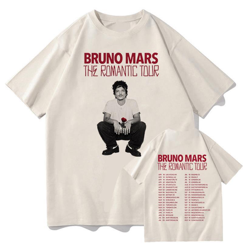 2026 New Album Song THE ROMANTIC TEE Bruno Mars High Quality Fashion Tee-shirt Fashion 100%Cotton Round Neck Clothes Camisetas