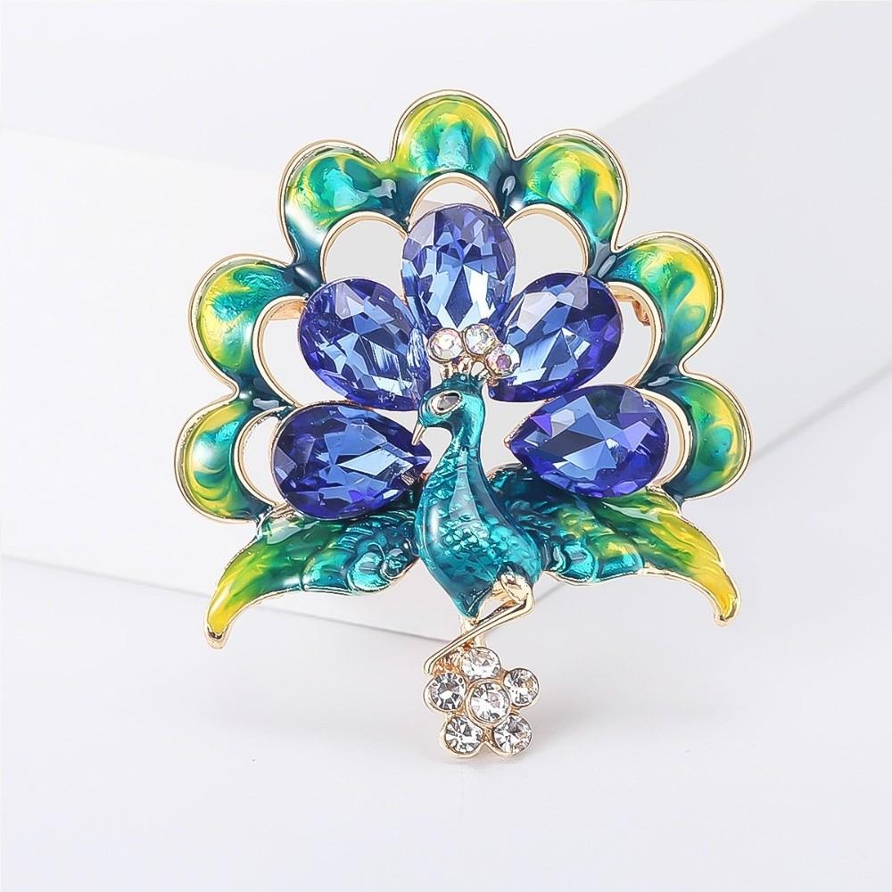 Sparkling Peacock Zircon Brooch Colored Peacock Clothing Decoration Peacock Rhinestone Brooch Jewelry Gift Animal Crystal Pin