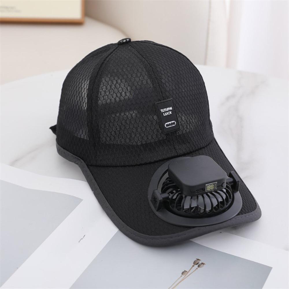 Large Brim Cooling Fan Hat Mesh Peaked Cap New Baseball cap  Men Women