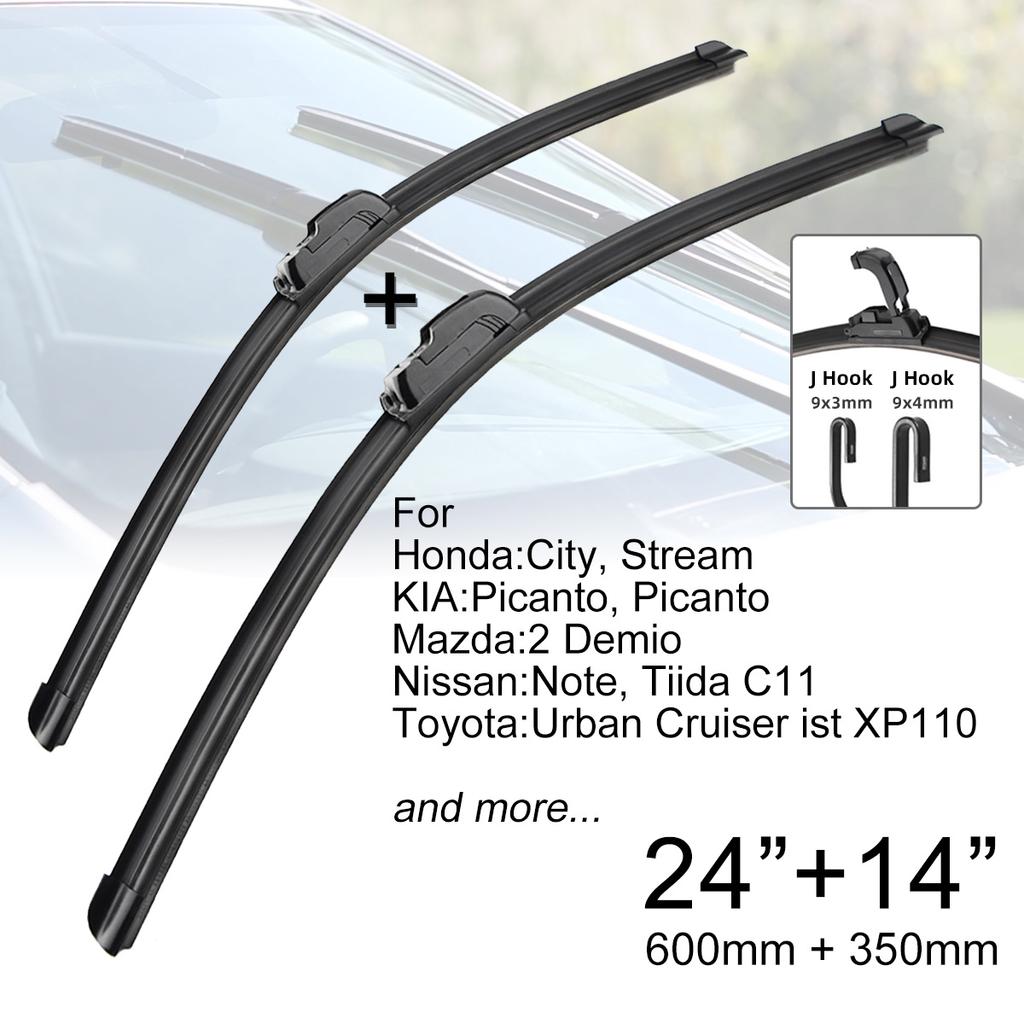 Auto Frontscheibenwischerblätter 24" + 14" J Haken U-Typ Universal für Honda KIA Mazda Nissan Toyota