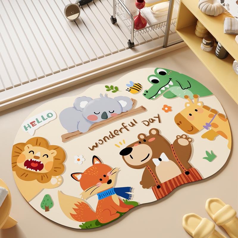 Cartoon bathroom mat, foot pad, absorbent floor mat, diatomaceous earth anti slip mat, toilet and bathroom door special carpet