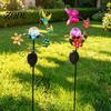 Romantic Courtyard Atmosphere Lights Solar Glass Cracked Ball Garden Light, Butterfly Hummingbird Metal Colorful Outdoor Decorations Stake Waterproof