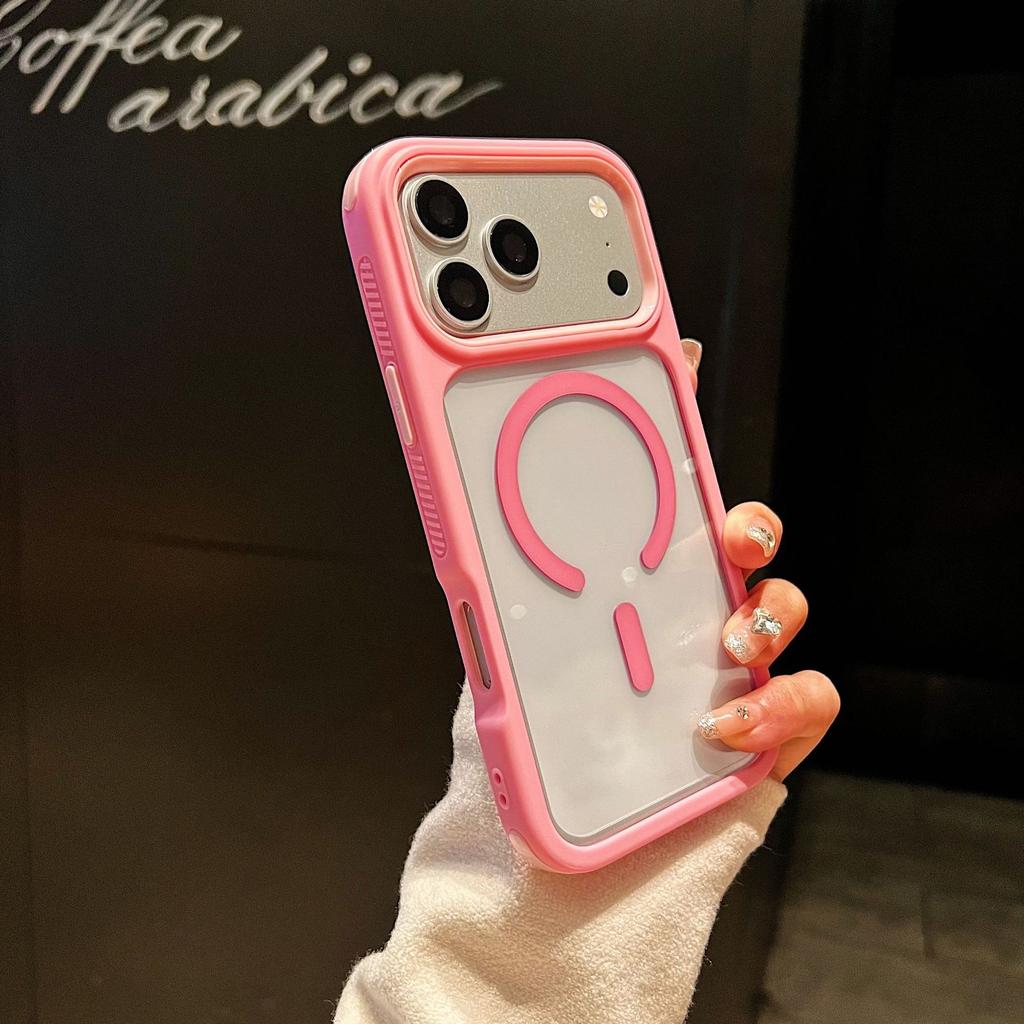 Applicable to iPhone18PROMAX mobile phone case high magnetic attraction contrasting color three-in-one Apple 17/15 acrylic anti-proof