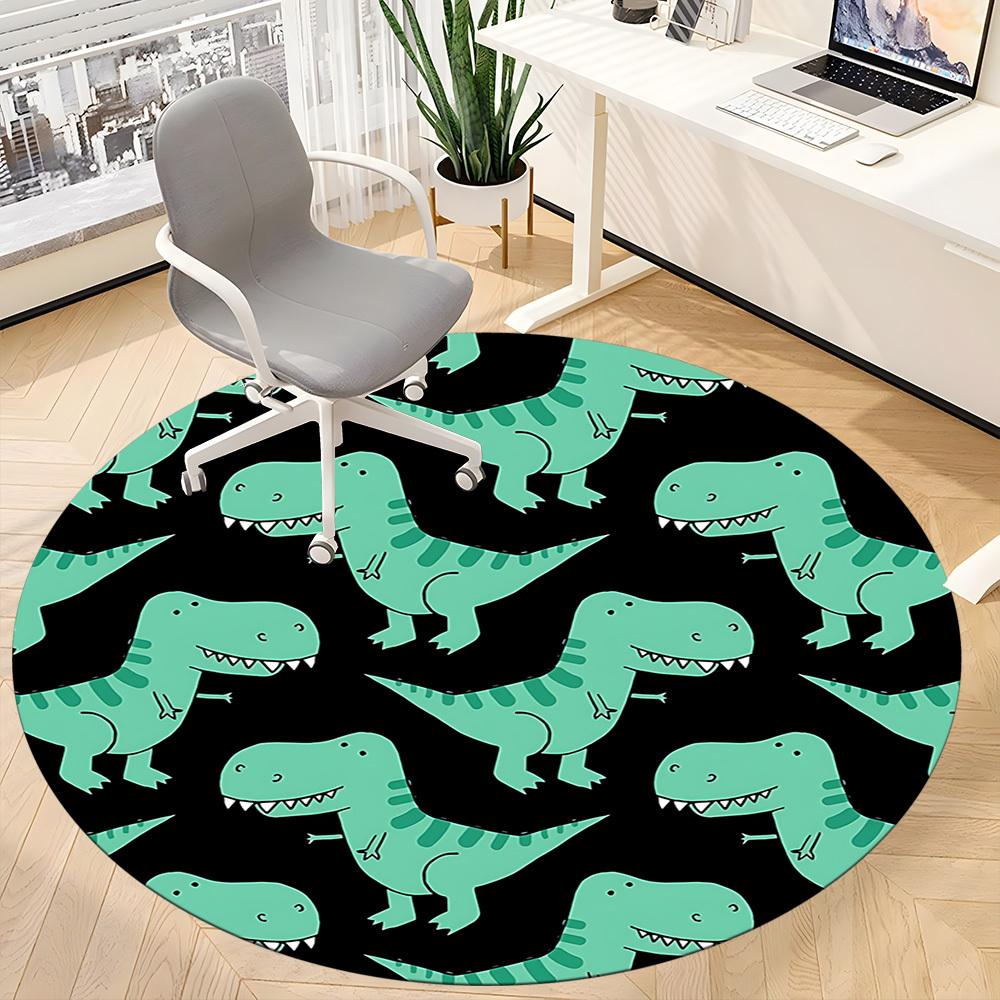 1 Stück Büro-Rundteppich mit Dino-Muster, Indoor-Matte geeignet für Büro, unter Bürostühlen, Schlafzimmer, Wohnzimmer, Heimdekoration, Raumdekoration, n52