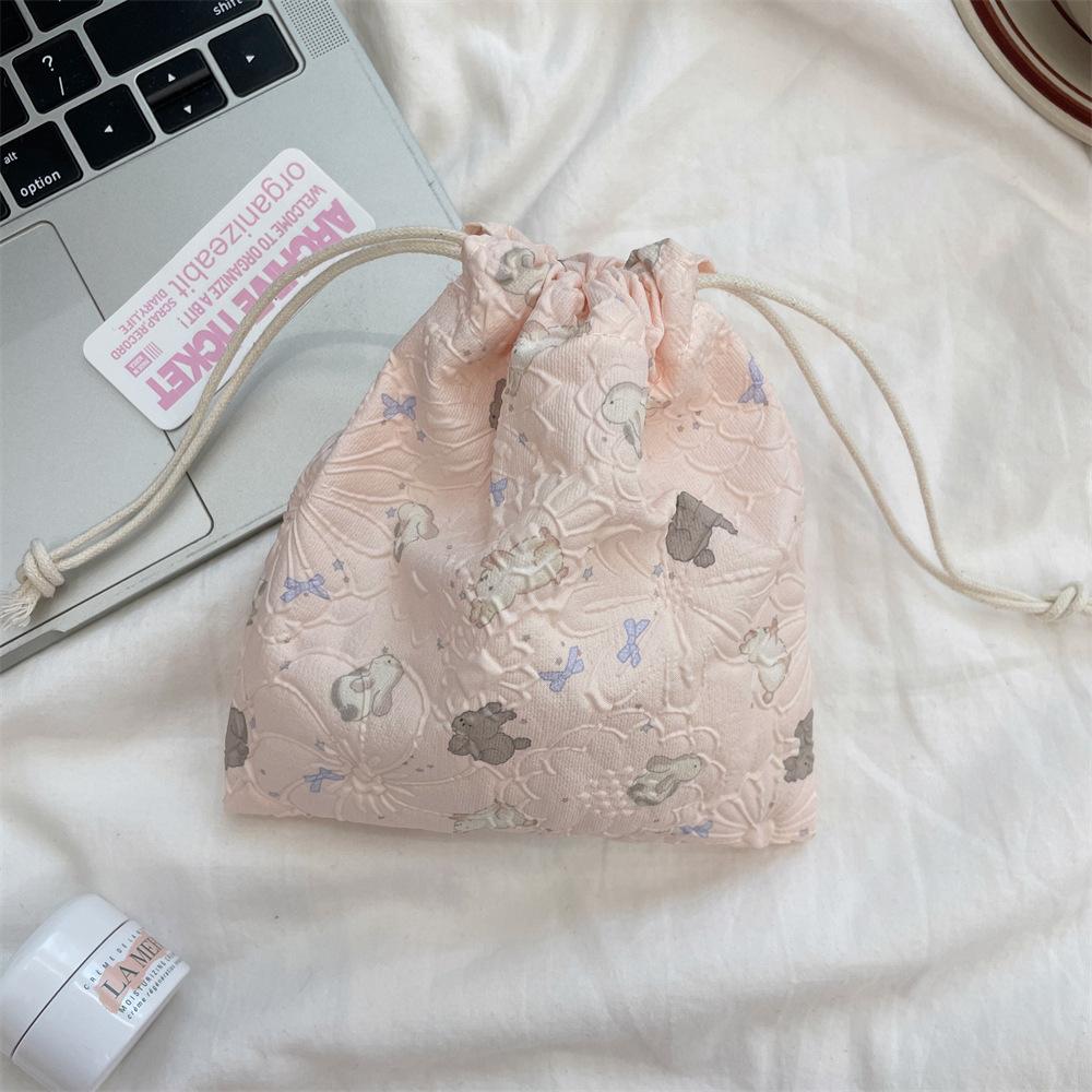 Cute Bear Cartoon Drawstring Pocket Women Drawstring Bags Cosmetic Bag Makeup Bag Large Capacity Coin Purse Coin Pouch
