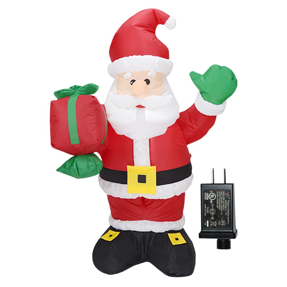 LED Inflatable Cute Air Blown Up Toy Illuminated Santa Claus Ornament Lighted Giant Model Ornament for Xmas Garden Party Decor