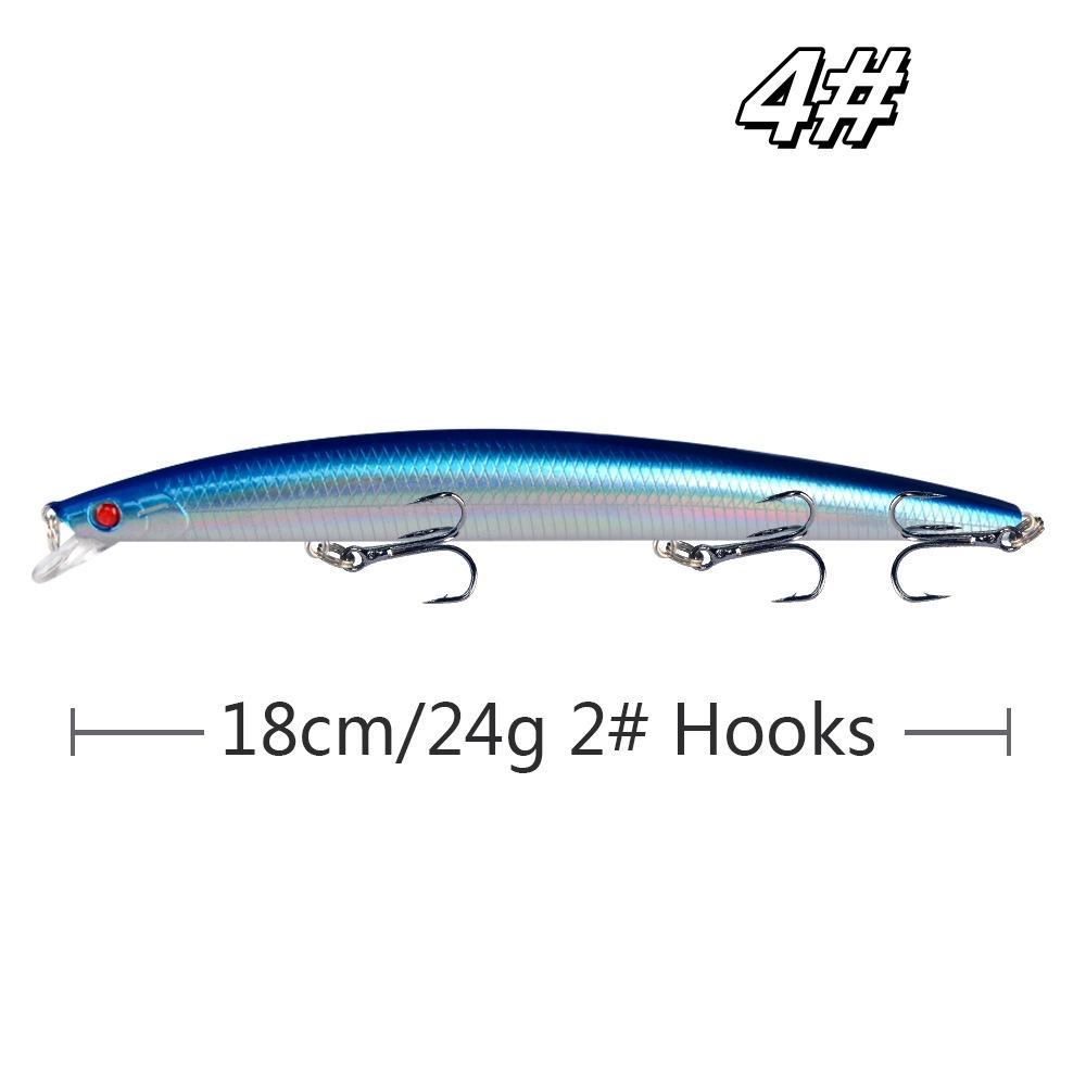 Minnow Fishing Lure Laser Hard Artificial Bait 18cm 24g 3D Eyes Sharp Hooks Sea Fishing Bait Colorful Crankbait Wobblers