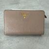 Used PRADA Saffiano Leather Bi-fold Wallet Beige