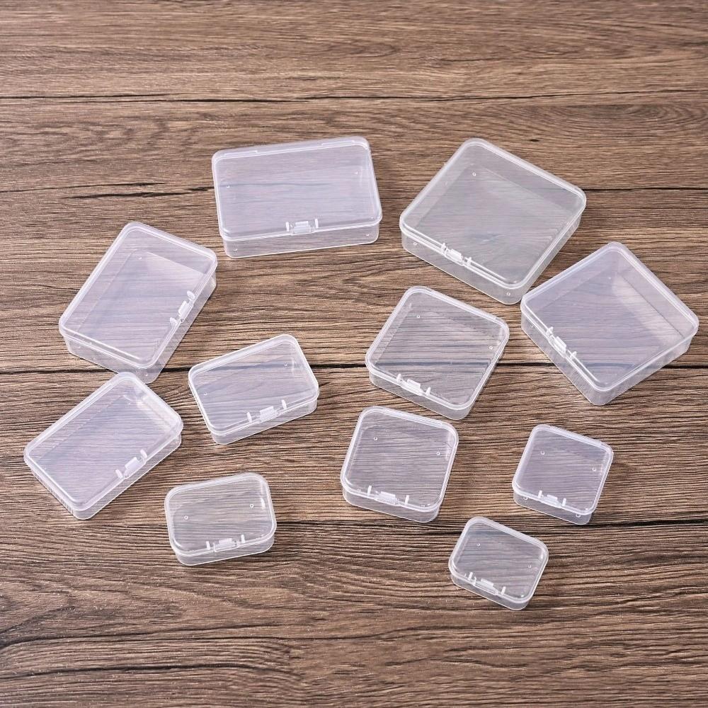 Rectangle Plastic Jewelry Case Mini Beads Storage Container Hair Clips Boxes  Gift Packaging