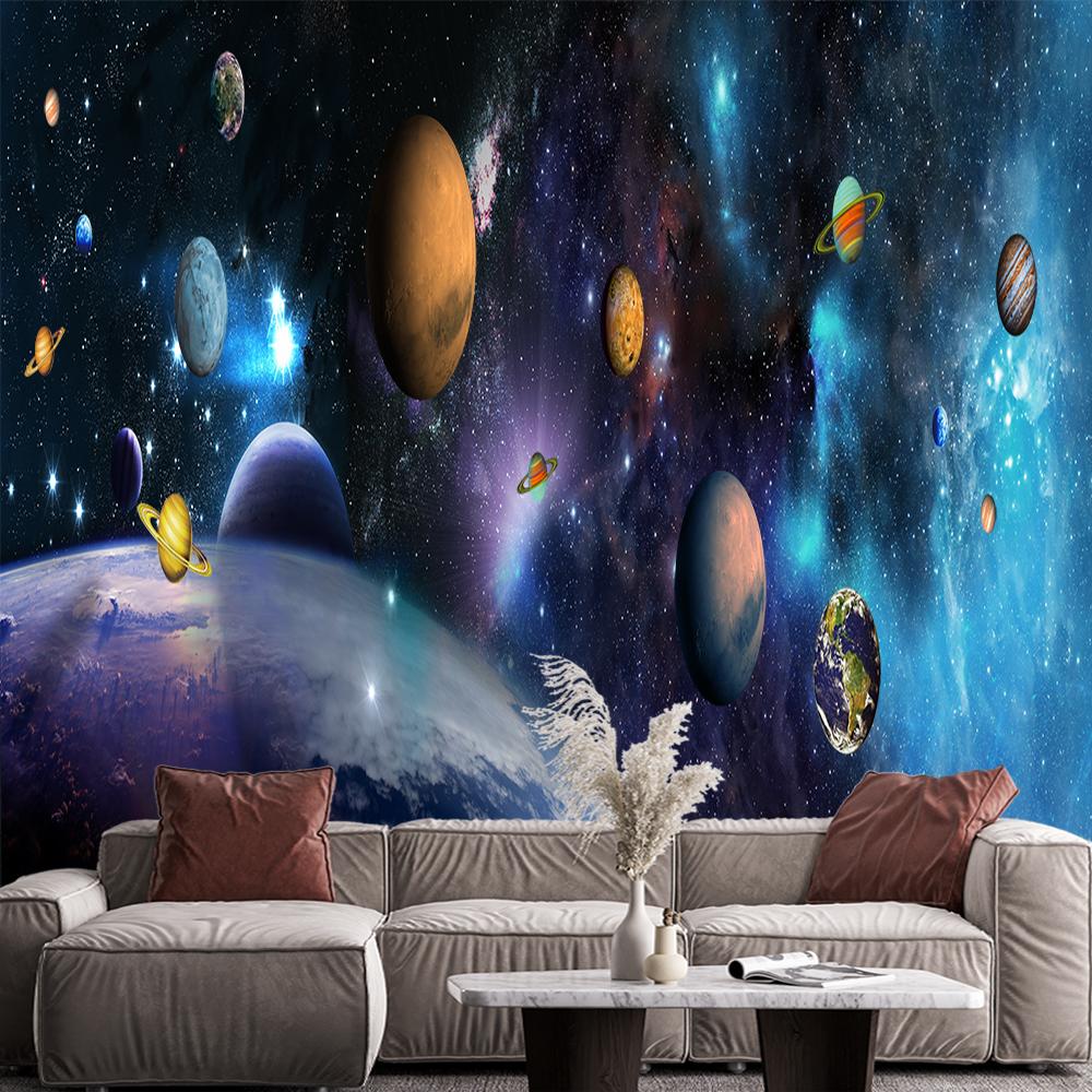 Universe Planet Murals Galaxy Ceiling Wall Murals Living Room Bedroom Galaxy Themed Wallpaper