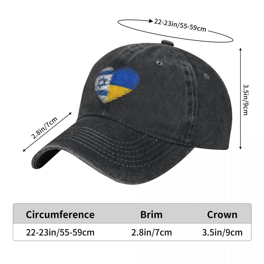Israel Ukraine Israeli Ukrainian Heart Flag Baseball Cap Kpop Rock Trucker Dad Hat Men Adult Fashion Sun protection Snapback Cap