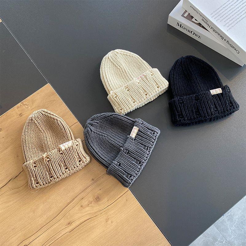 Children's Knitted Hats Autumn and Winter Boys' Woolen Hats  Trendy New Thin Baby Pullover Caps