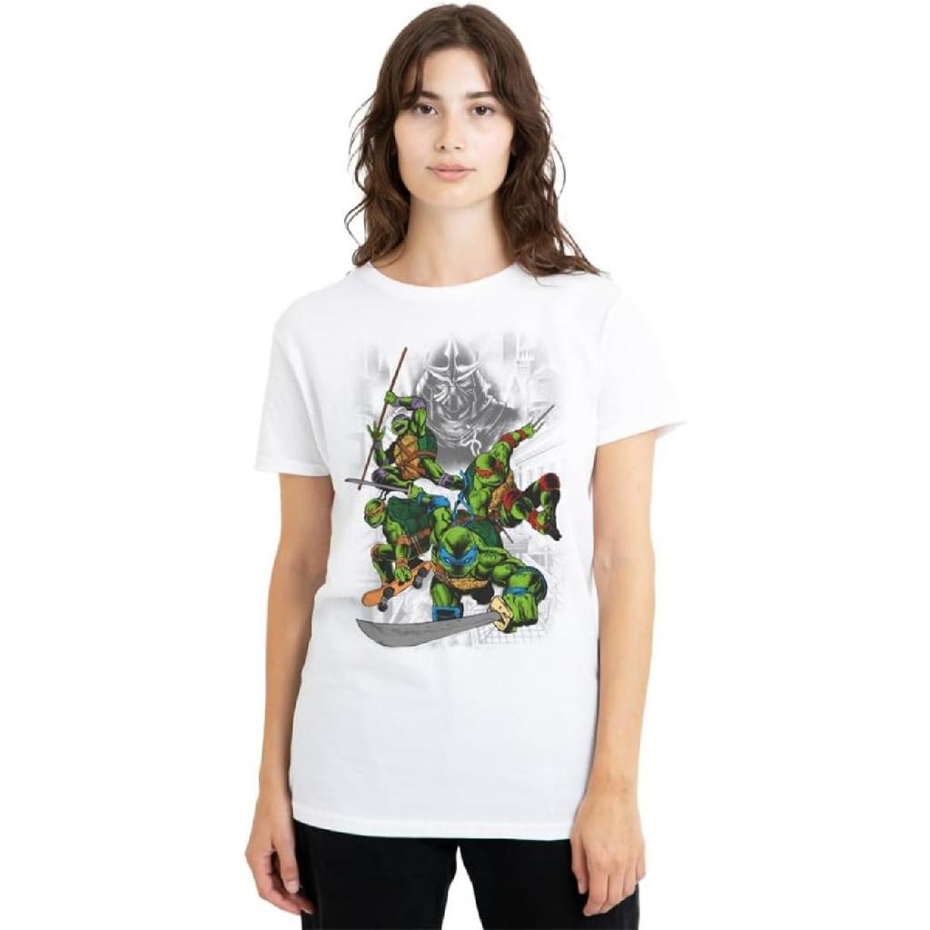 Teenage Mutant Ninja Turtles Women's TMNT Shredder and Turtles Comic Ladies T Shirt