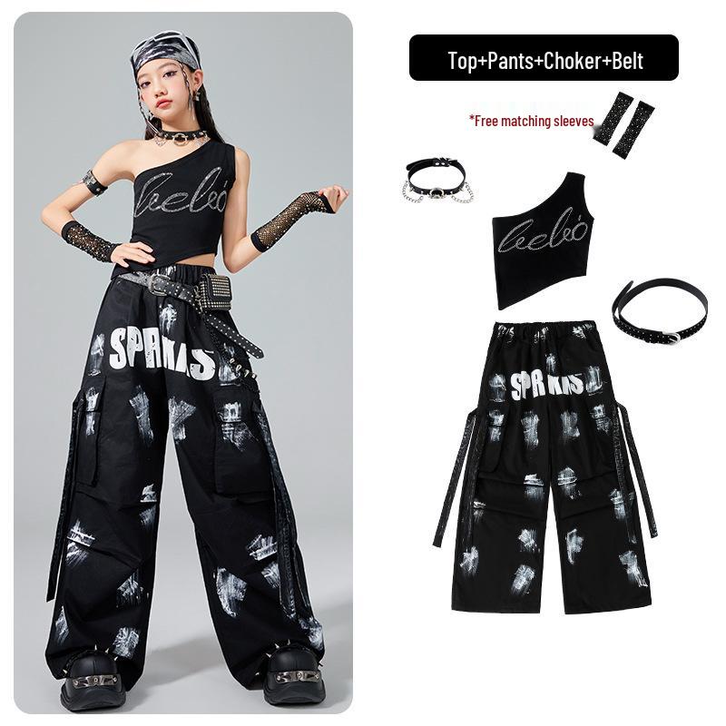 

Дівчачий костюм для джазу та хіп-хопу - Модний літній вуличний одяг для учнів початкової школи 150 cm