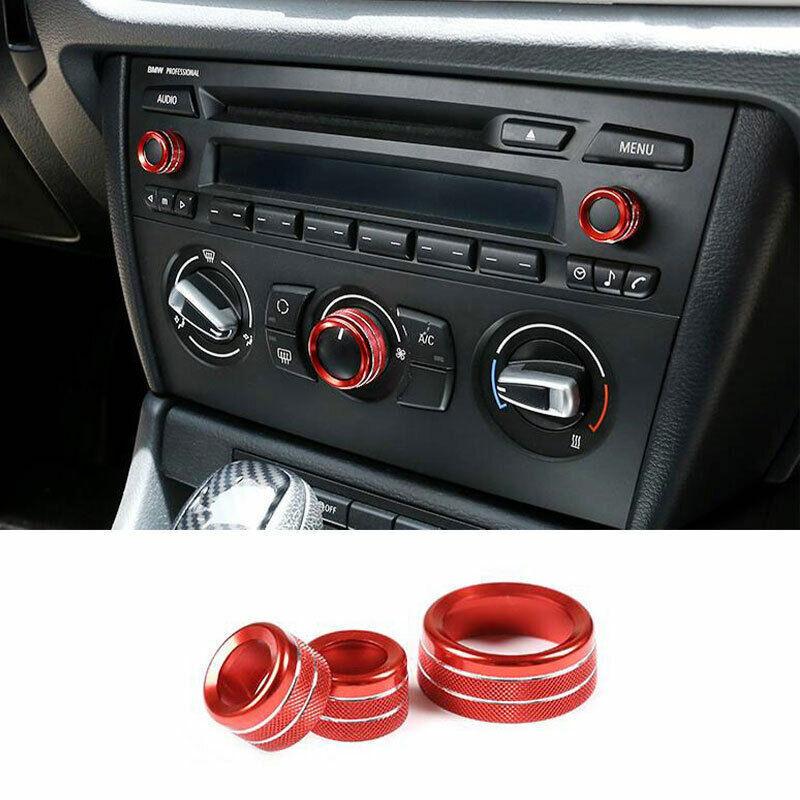 For BMW X1 2013-2014 2015 Red Aluminum Console Volume Switch Button Ring 3PCS