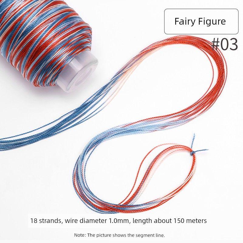 

Секционно окрашенная прядь 18-прядный цветной канат ручной работы плетеный пластиной чешуя дракона ремешок для переноски браслет DIY Цяньли Цзяншань Девять фиолетовых от огня 03 Fairy Figure(18 strands 1.0mm about 150 meters)