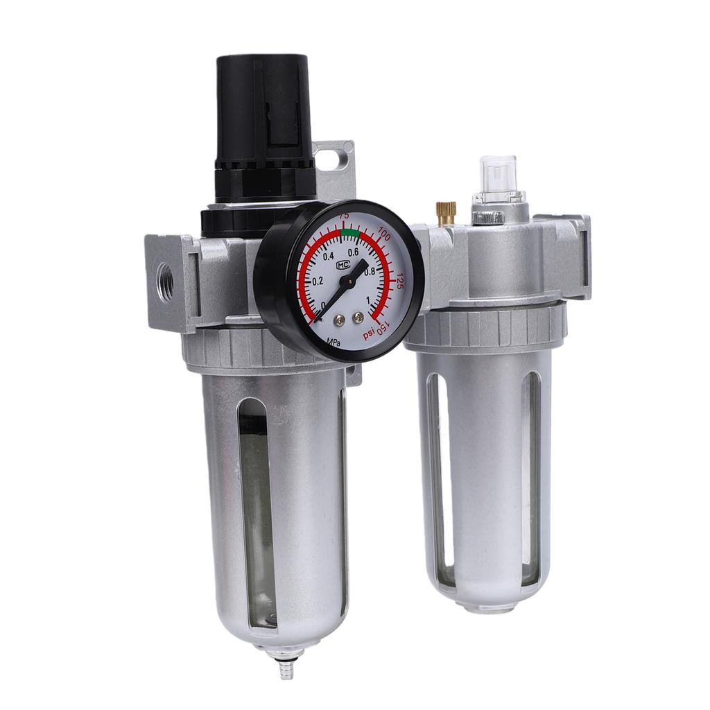 Air Compressor Filter Regulator Combo 1 4in SFC200 Aluminum Alloy Oil Water Separator Semi Auto Drain for Auto Repair